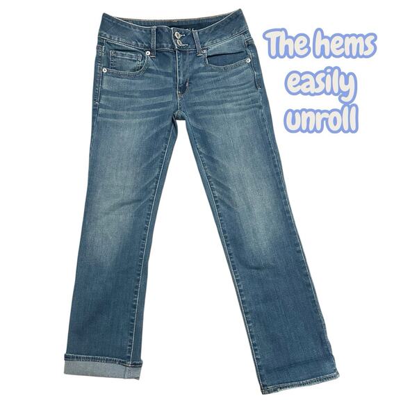 American Eagle Jeans Women's Size 2 Artist Crop Super Stretch Denim Medium Wash - Picture 2 of 9